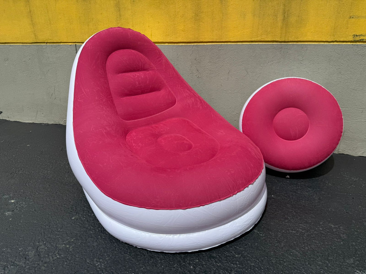 Sofá Sillón Inflable Portátil Con Puff Reposa Pies 2 Piezas