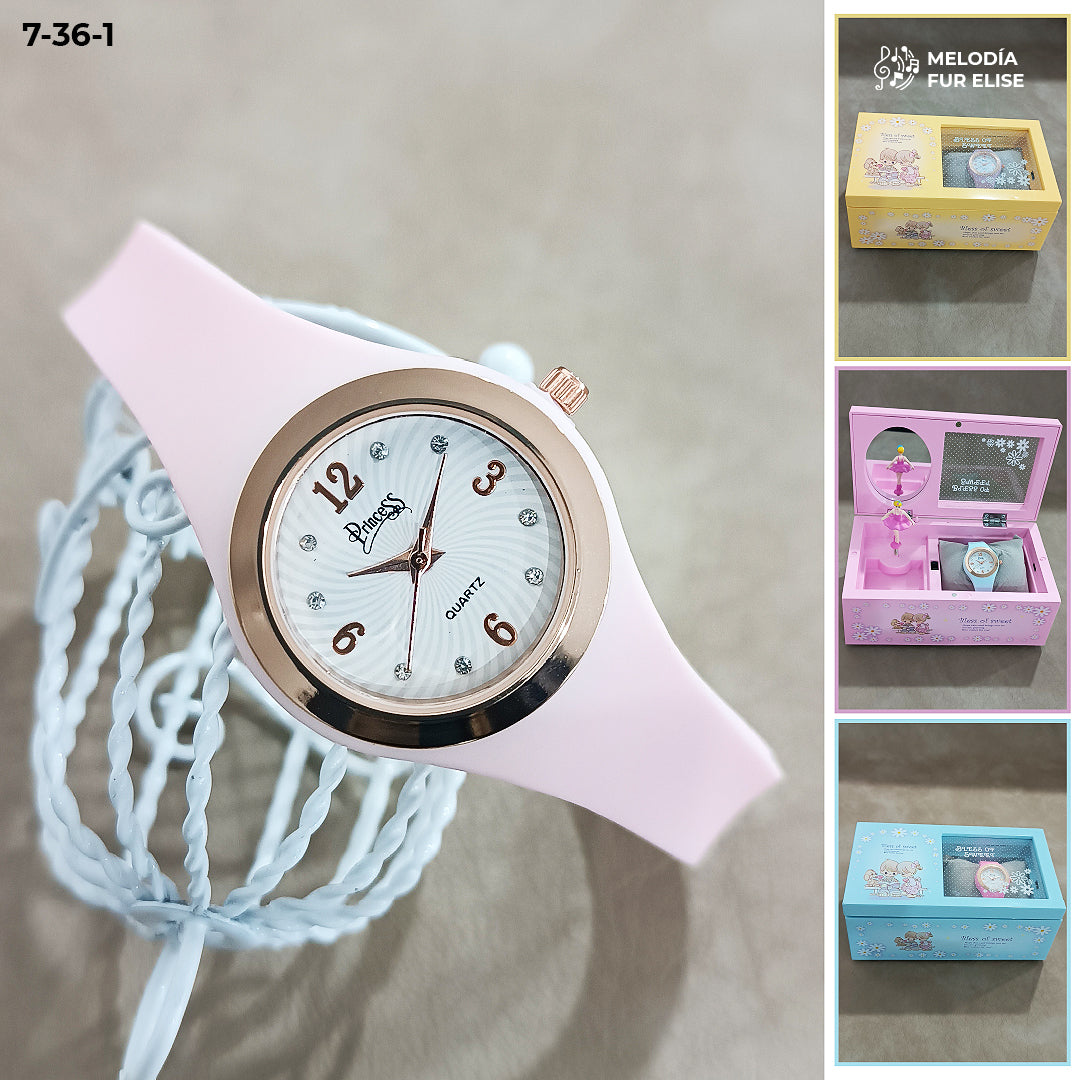 RELOJ PRINCESS + COFRE MUSICAL🎁⭐⭐⭐⭐⭐