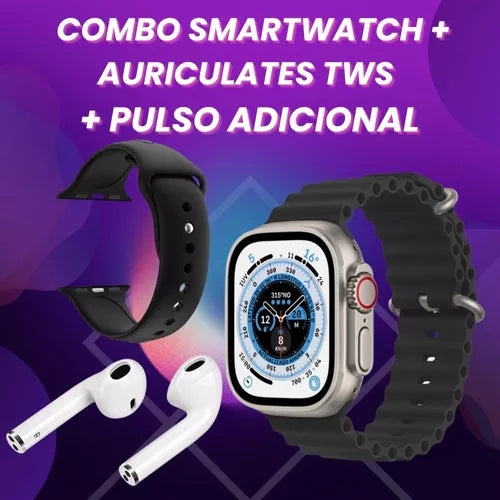 Combo Reloj Smartwatch I9 Ultra + Audífonos In-ear + Pulso