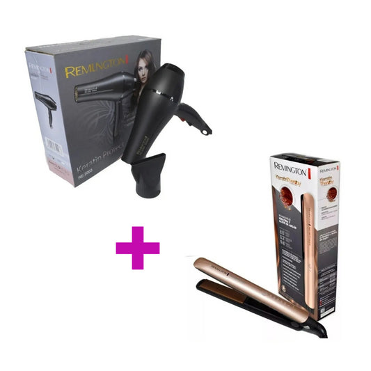 Combo secador de pelo Remington ➕ plancha keratina